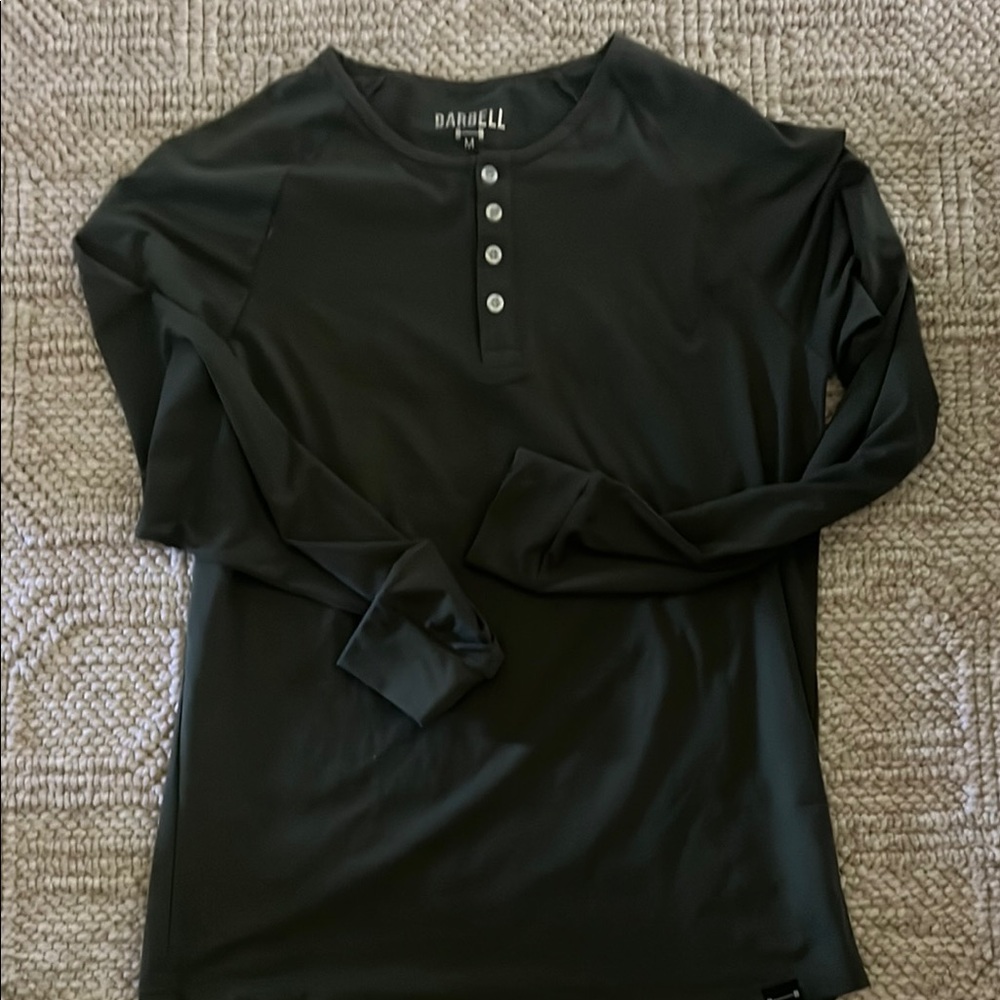 Barbell Apparel Men's Charcoal Long Sleeve Henley